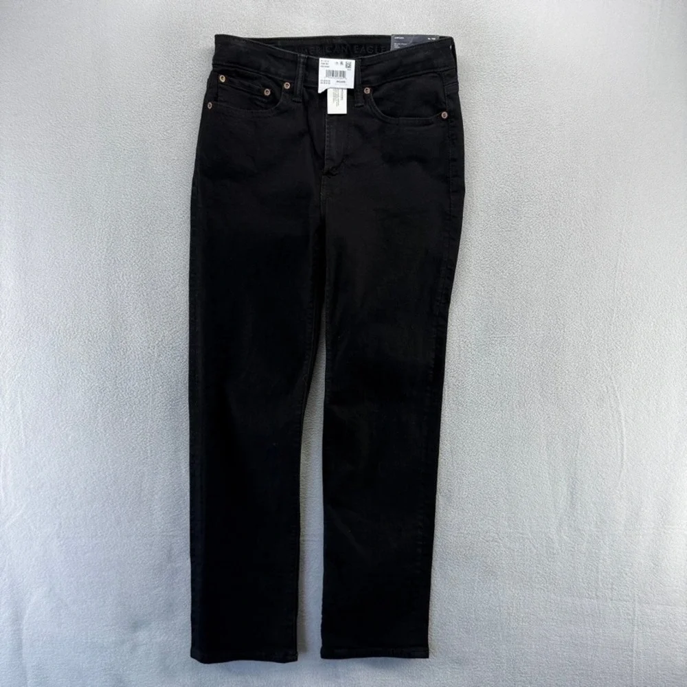 American Eagle Jeans Mens 29x32 Black Relaxed Straight Airflex+ Denim Cotton NEW
